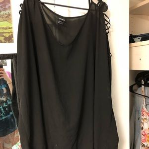 Black cut out shoulder blouse